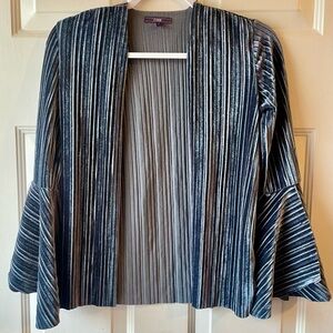 CODE Gray Silver Glitter Flared Bell Sleeve Pleated Velvet Texture Jacket Size 8
